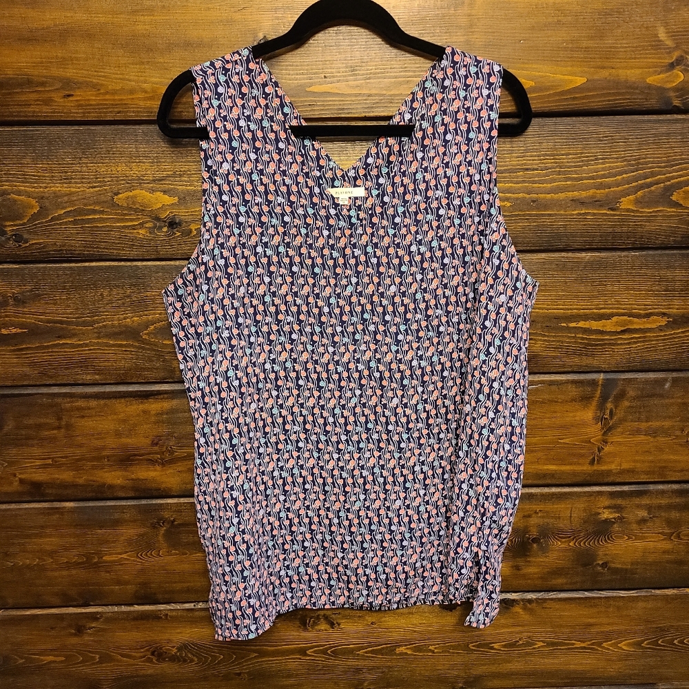 Sleeveless Patterned Top - Blue and Pink
